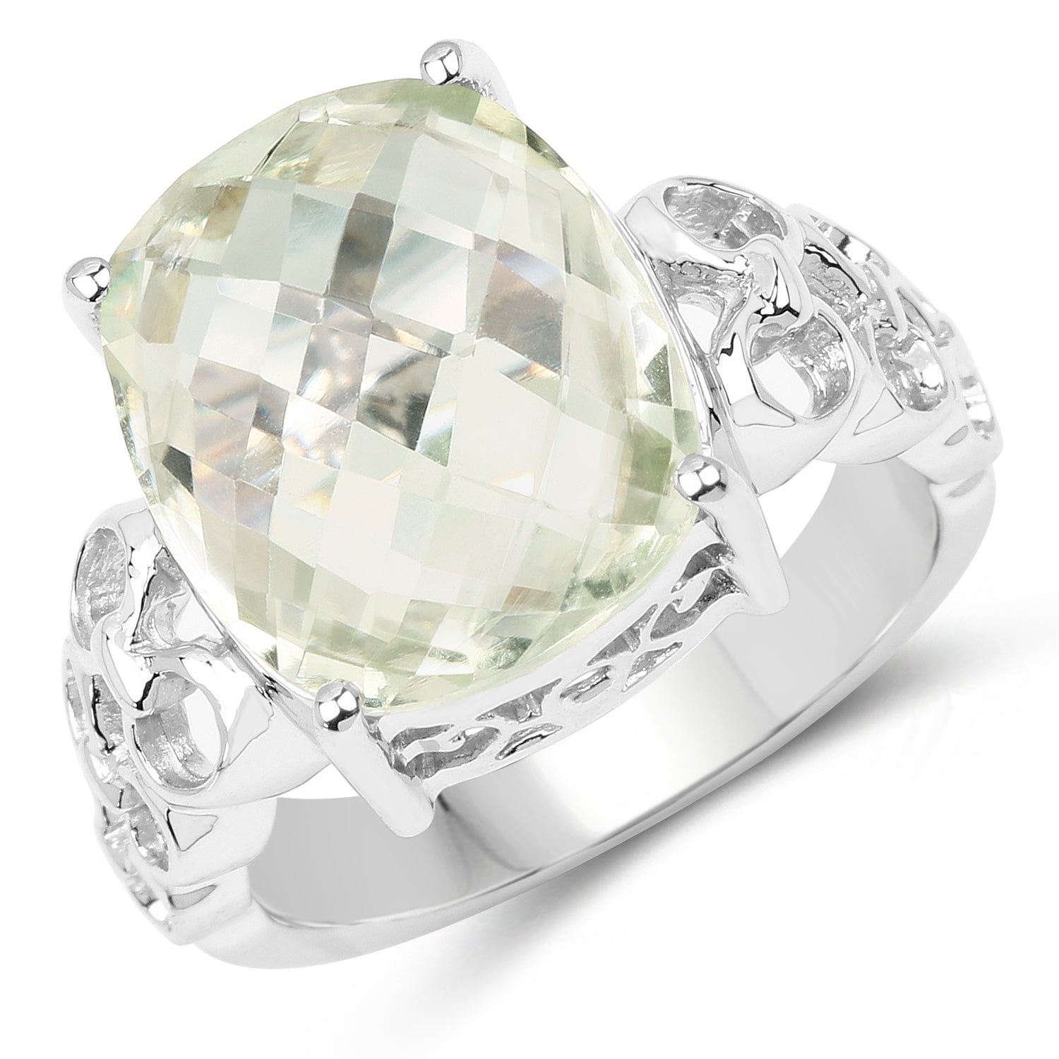 6.74 Carat Genuine Green Amethyst .925 Sterling Silver Ring by Bids.com