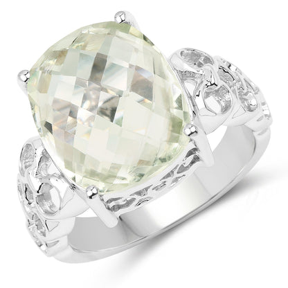 6.74 Carat Genuine Green Amethyst .925 Sterling Silver Ring by Bids.com