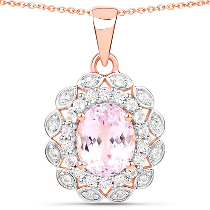 4.26 Carat Genuine Kunzite and White Topaz .925 Sterling Silver Pendant by Bids.com