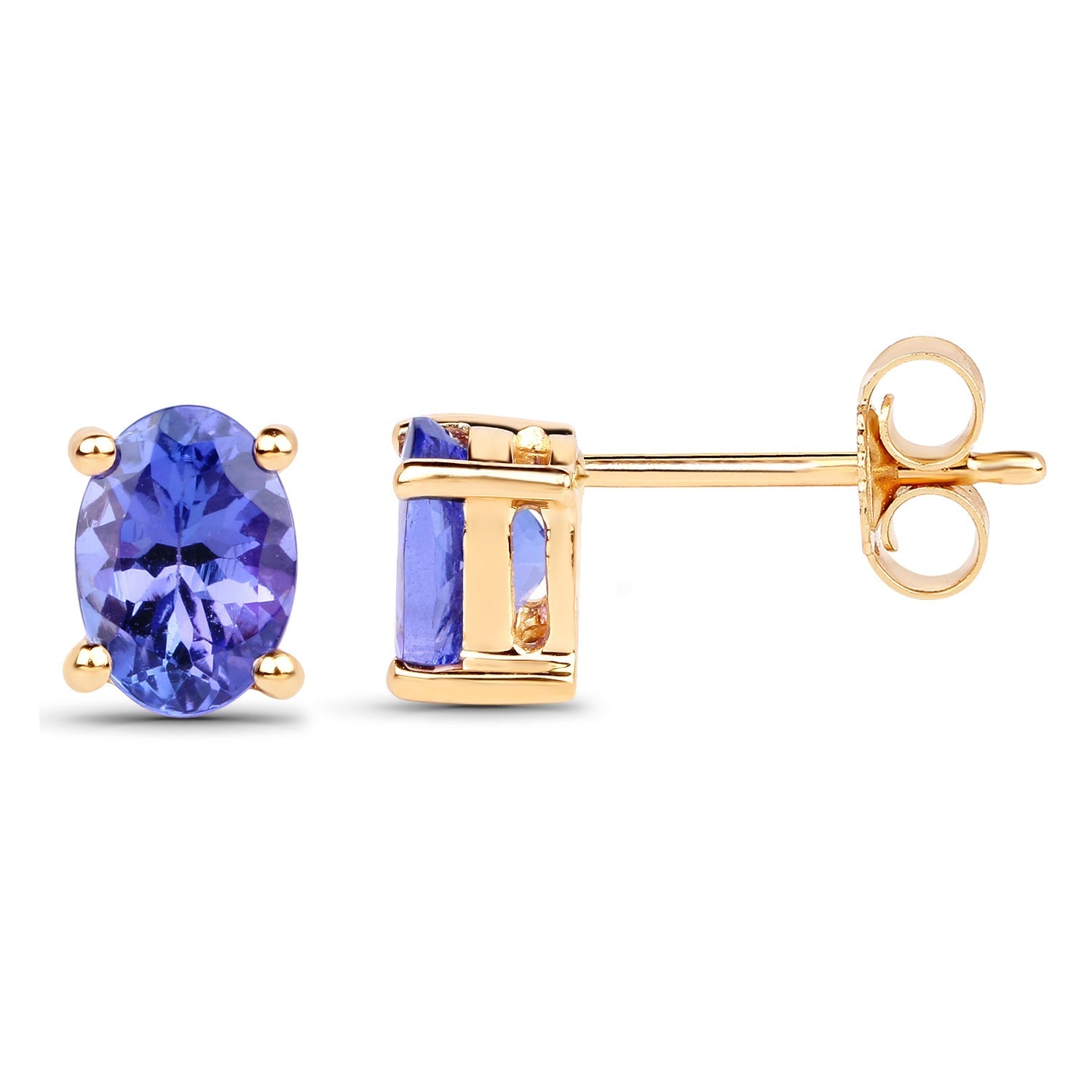 1.24 Carat Genuine Tanzanite 14K Yellow Gold Earrings  DestGlow
