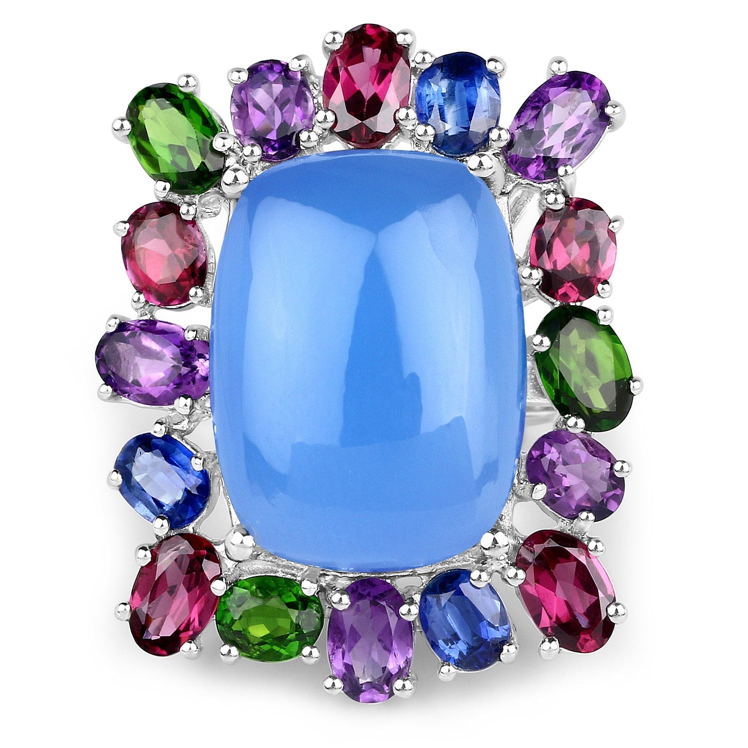 26.67 Carat Genuine Multi Stones .925 Sterling Silver Ring by Bids.com