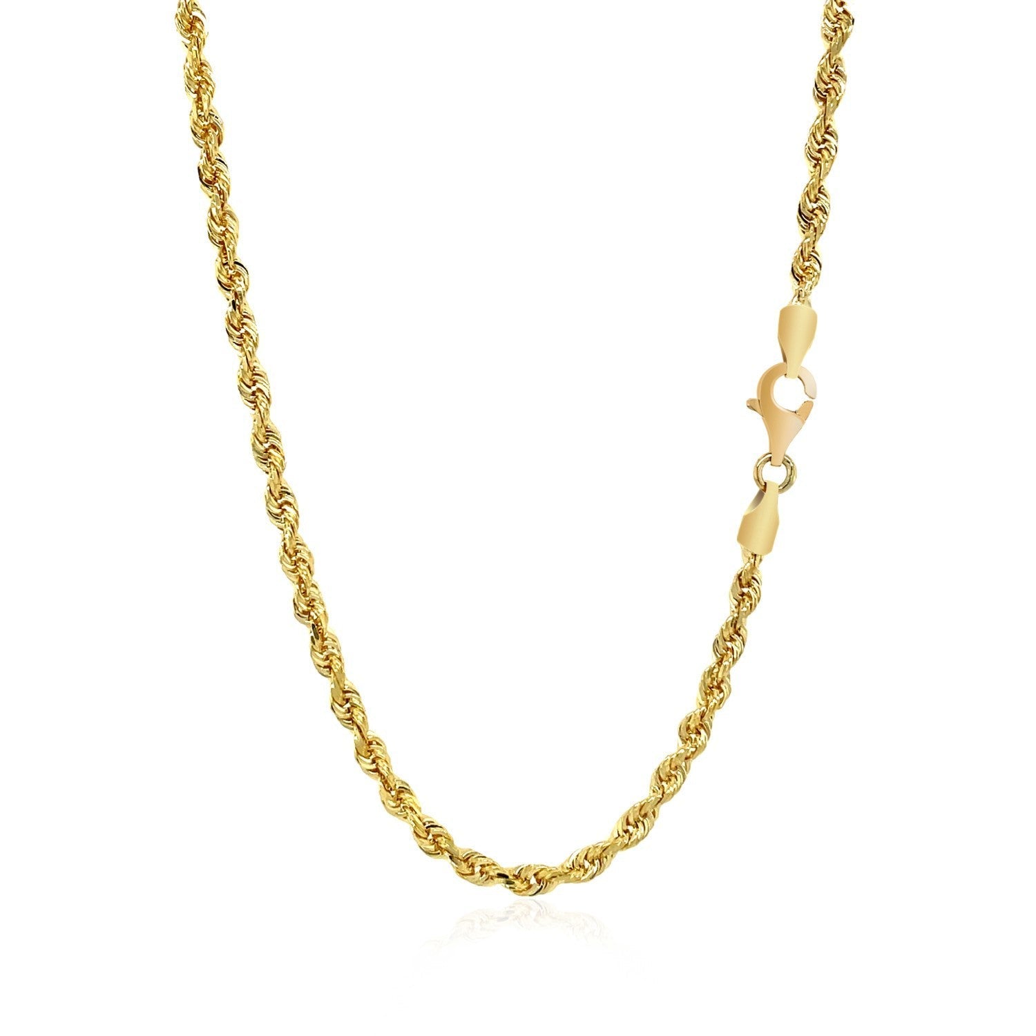 3.0mm 14k Yellow Gold Solid Diamond Cut Rope Chain by Bids.com