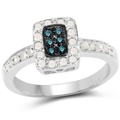 0.36 Carat Genuine Blue Diamond and White Diamond .925 Sterling Silver Ring by Bids.com