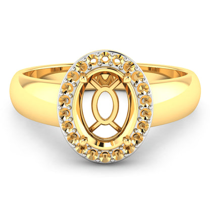 0.22 Carat Genuine White Diamond 14K Yellow Gold Semi Mount Ring - holds 9x7mm Oval Gemstone by Bids.com