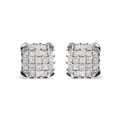 10K White Gold 3/4 Cttw Princess Diamond Composite Open Frame Stud Earrings (I-J Color, I1-I2 Clarity) by Bids.com