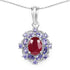 3.22 Carat Genuine Glass Filled Ruby & Tanzanite .925 Sterling Silver Pendant  DestGlow