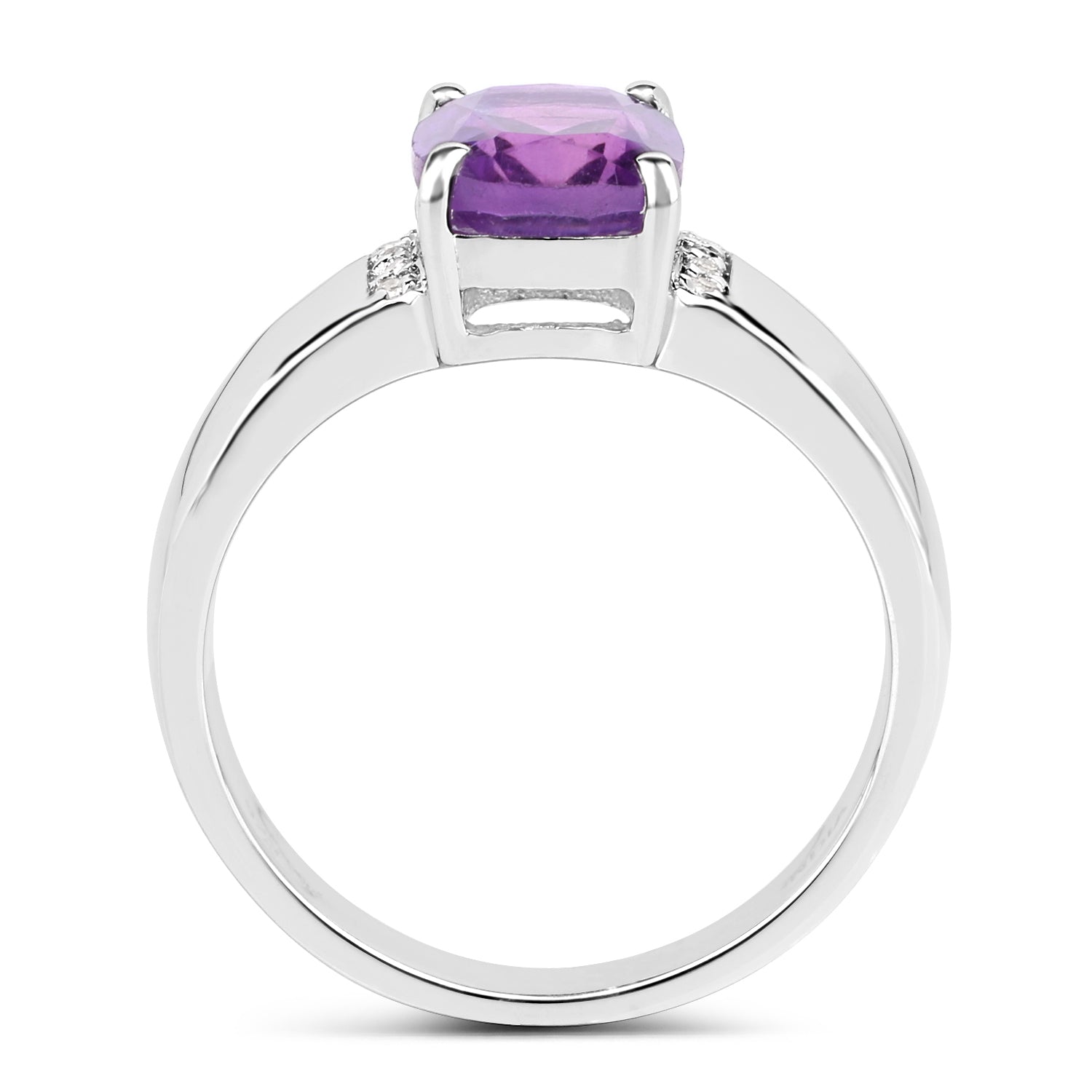 1.85 Carat Genuine  Amethyst and White Topaz .925 Sterling Silver Ring  DestGlow