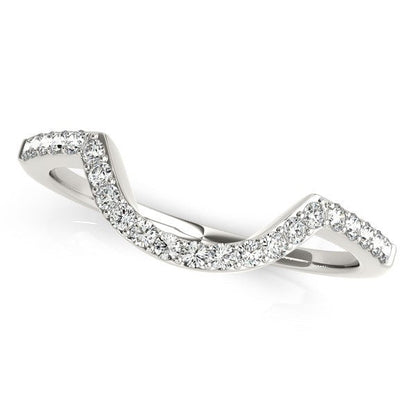 14k White Gold Curved Diamond Wedding Band (1/3 cttw) by Bids.com