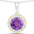 1.87 Carat Genuine Amethyst and White Diamond 14K Yellow Gold with .925 Sterling Silver Pendant by Bids.com