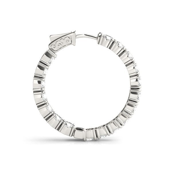 14k White Gold Two Sided Prong Set Diamond Hoop Earrings (3 1/2 cttw) by Bids.com