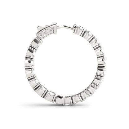 14k White Gold Two Sided Prong Set Diamond Hoop Earrings (3 1/2 cttw) by Bids.com