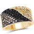 14K Yellow Gold Plated 1.25 Carat Genuine Black Diamond, Champagne Diamond & Yellow Diamond .925 Sterling Silver Ring by Bids.com