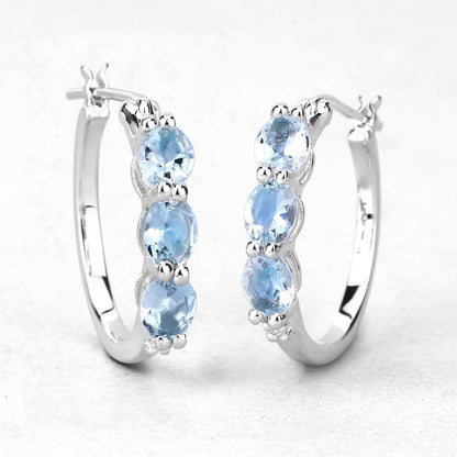 1.75 Carat Genuine Aquamarine and White Diamond .925 Sterling Silver Earrings by Bids.com