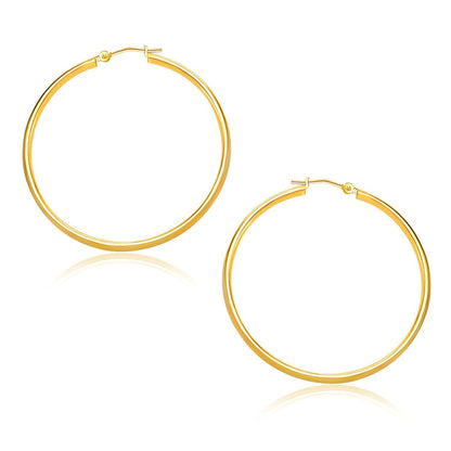 10k Yellow Gold Polished Hoop Earrings (30mm)  DestGlow