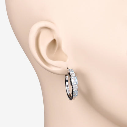 2.66 Carat Genuine Blue Topaz and White Topaz .925 Sterling Silver Earrings  DestGlow