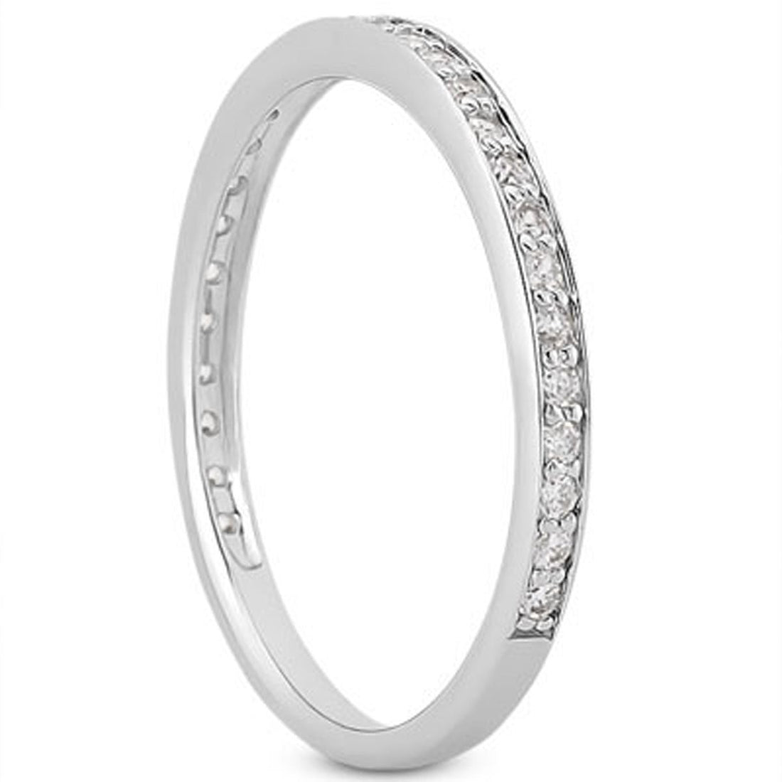 14k White Gold Micro-pave Diamond Wedding Ring Band Set 3/4 Around by Bids.com