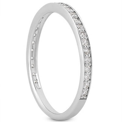 14k White Gold Micro-pave Diamond Wedding Ring Band Set 3/4 Around by Bids.com