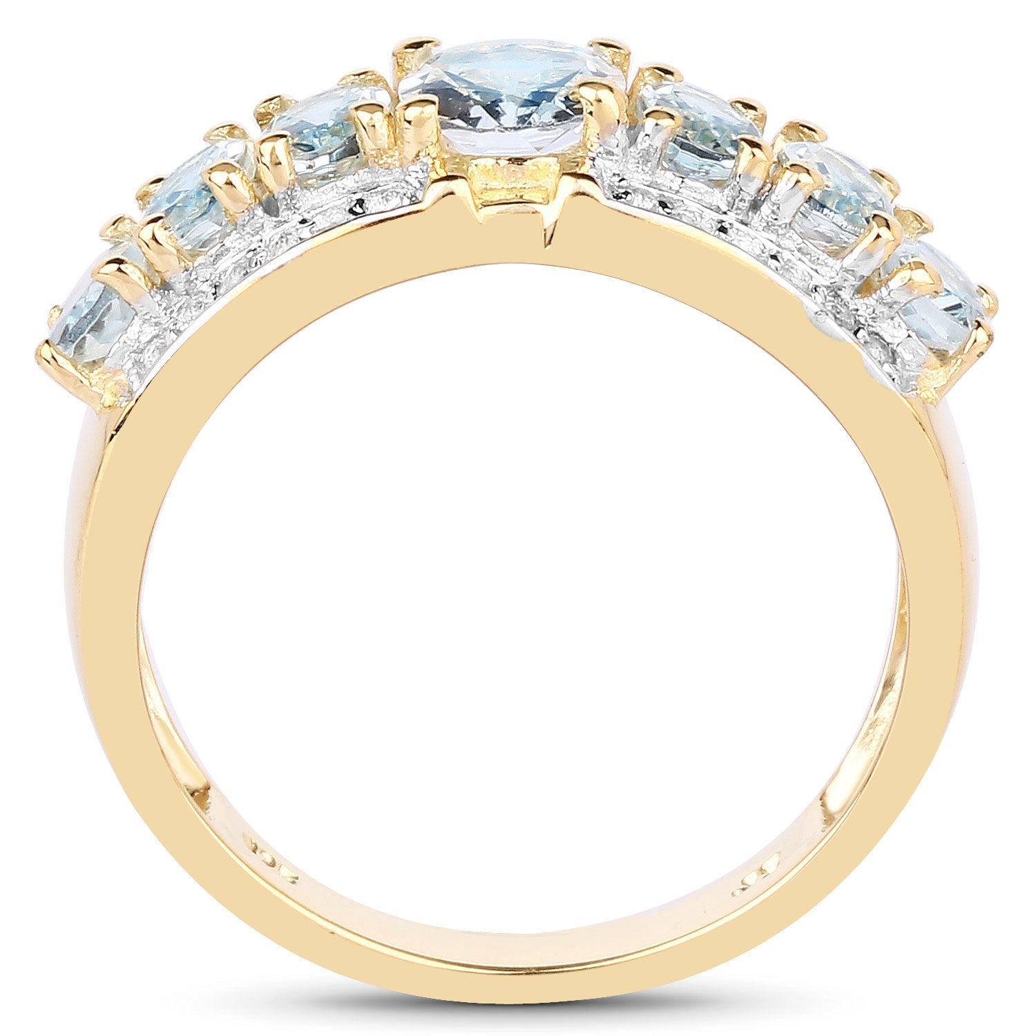 1.93 Carat Genuine Aquamarine and White Diamond .925 Sterling Silver Ring  DestGlow