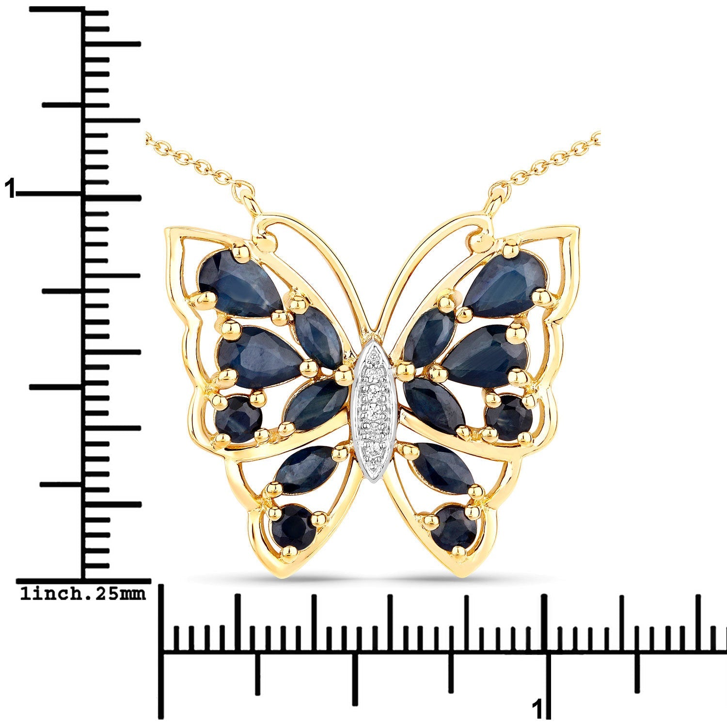 2.94 Carat Genuine Blue Sapphire and White Zircon .925 Sterling Silver Necklace by Bids.com