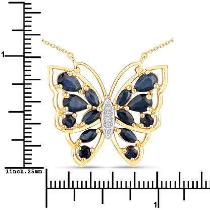 2.94 Carat Genuine Blue Sapphire and White Zircon .925 Sterling Silver Necklace by Bids.com