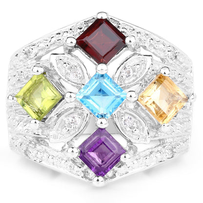 1.67 Carat Genuine Multi Stone .925 Sterling Silver Ring by Bids.com