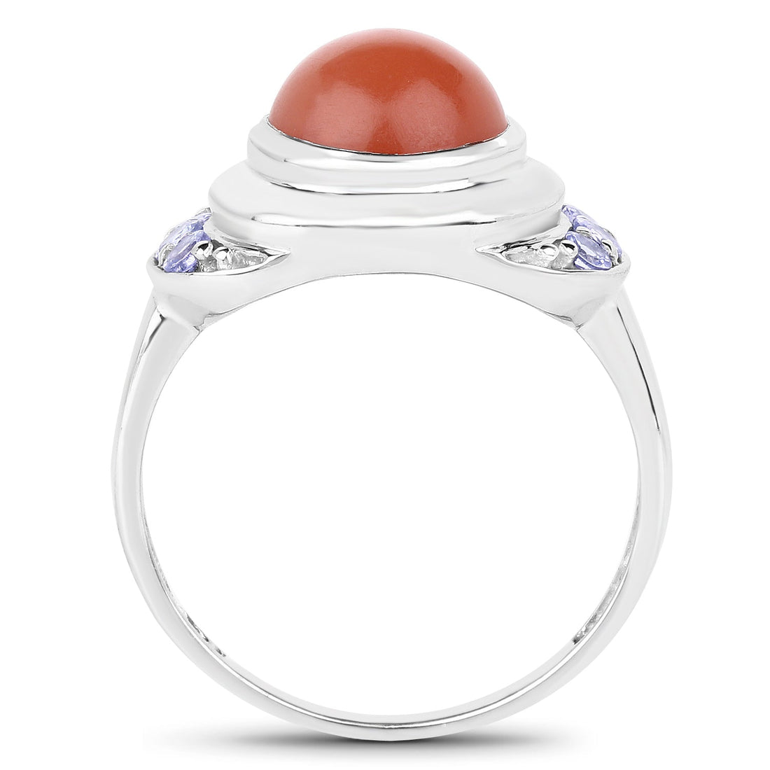 3.01 Carat Genuine Peach Moonstone and Tanzanite .925 Sterling Silver Ring by Bids.com
