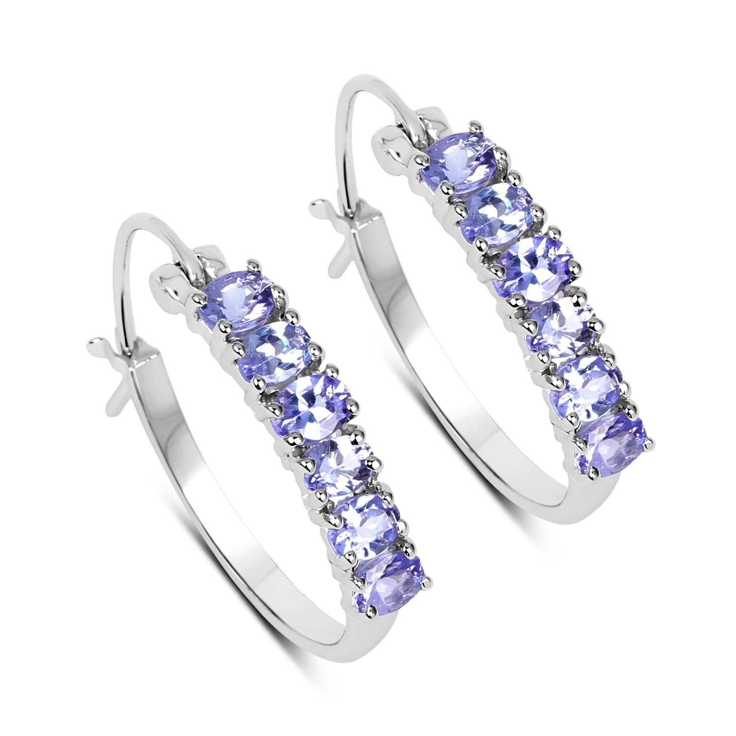 2.04 Carat Genuine Tanzanite .925 Sterling Silver Earrings  DestGlow