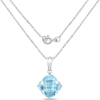 11.10 Carat Genuine Blue Topaz .925 Sterling Silver Pendant  DestGlow