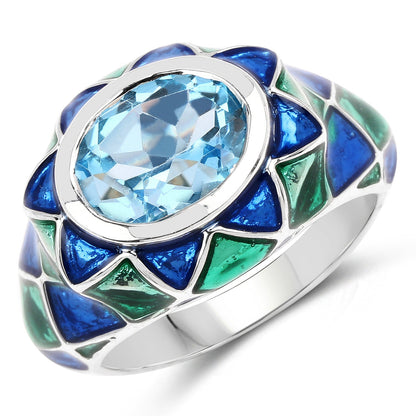 3.25 Carat Genuine Swiss Blue Topaz .925 Sterling Silver Ring by Bids.com
