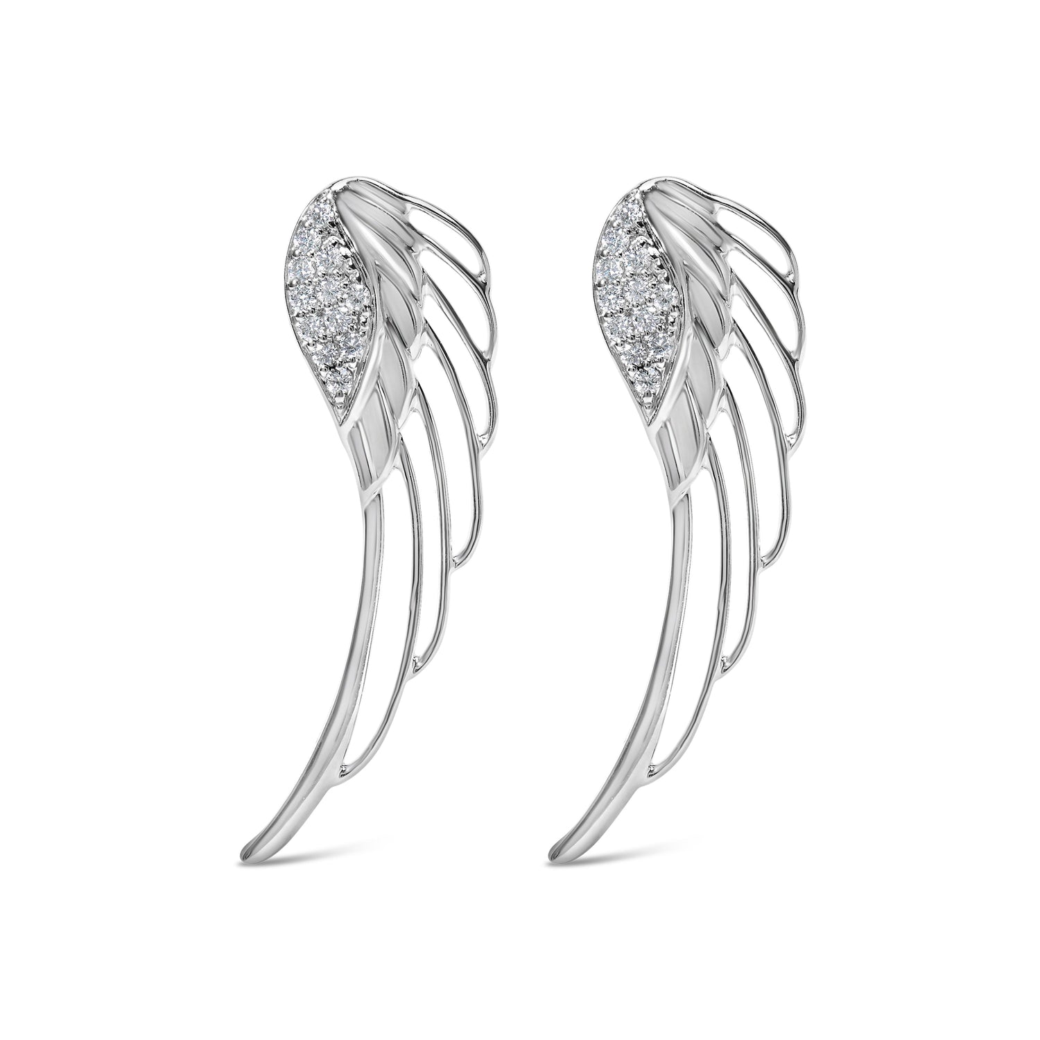 14K White Gold 1/4 Cttw Lab Grown Diamond Angel Wing Stud Earrings (F-G Color, VS1-VS2 Clarity) by Bids.com