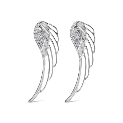 14K White Gold 1/4 Cttw Lab Grown Diamond Angel Wing Stud Earrings (F-G Color, VS1-VS2 Clarity) by Bids.com