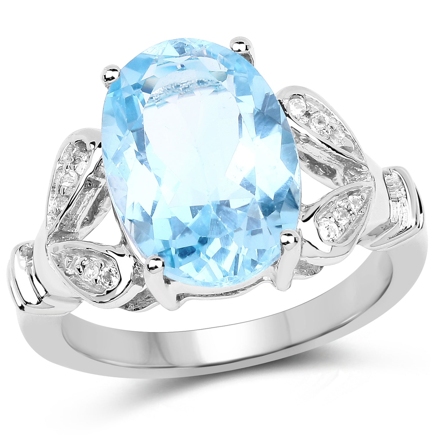 7.29 Carat Genuine Swiss Blue Topaz &amp; White Topaz .925 Sterling Silver Ring by Bids.com