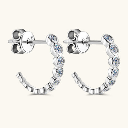 Inlaid Sparkala™ Pure Sterling Silver C-Hoop Earrings - DestGlow