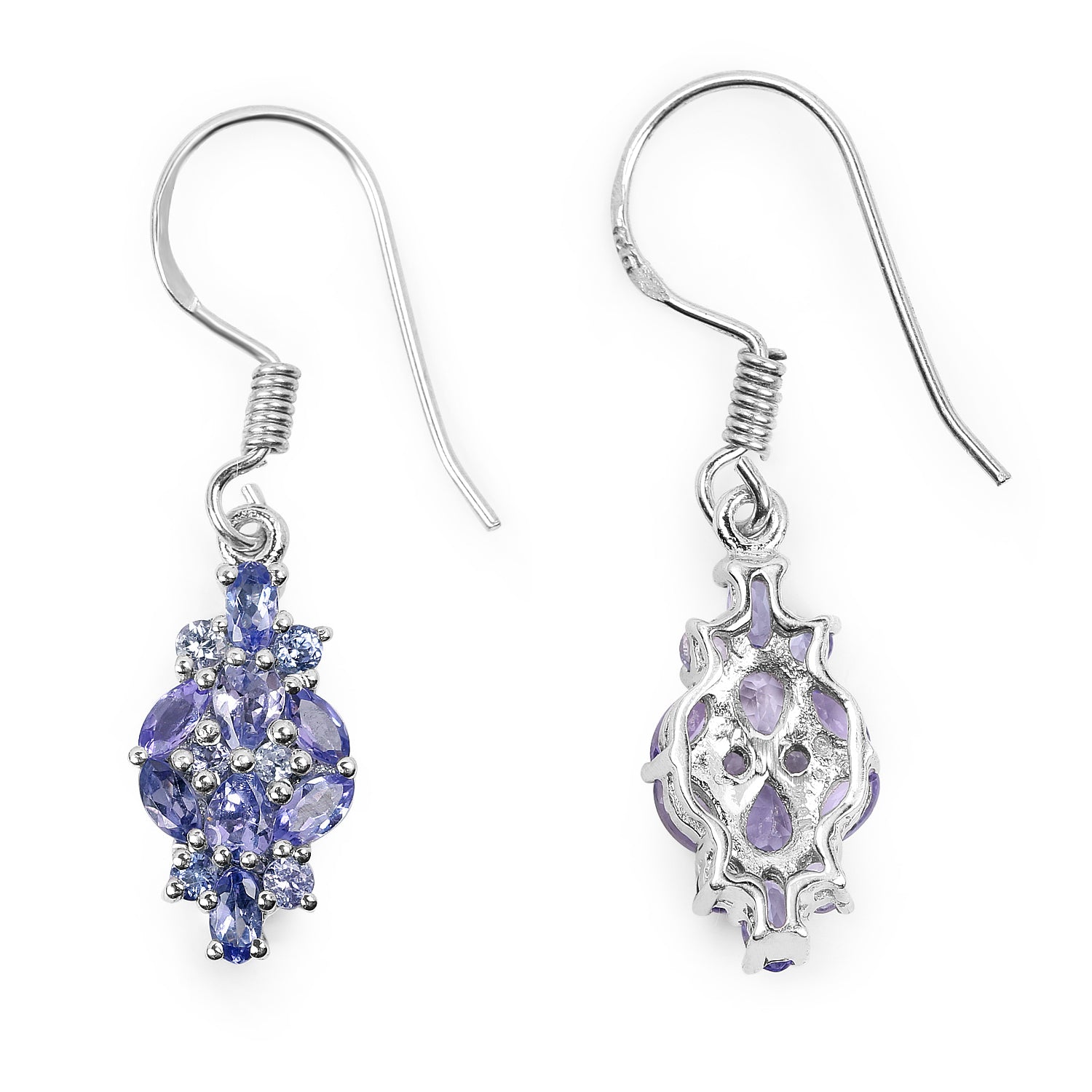 2.04 Carat Genuine Tanzanite .925 Sterling Silver Earrings  DestGlow