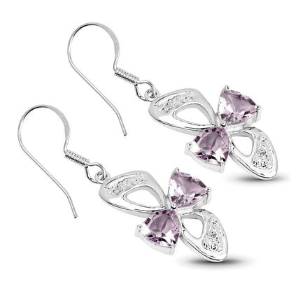 4.06 Carat Genuine Pink Amethyst &amp; White Topaz .925 Sterling Silver Earrings  DestGlow