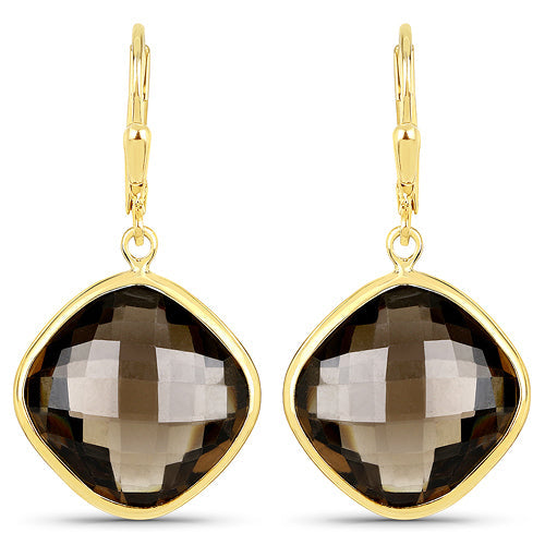21.40 Carat Genuine Smoky Quartz .925 Sterling Silver Earrings by Bids.com