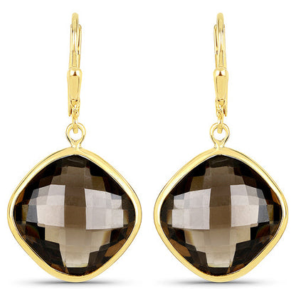 21.40 Carat Genuine Smoky Quartz .925 Sterling Silver Earrings by Bids.com