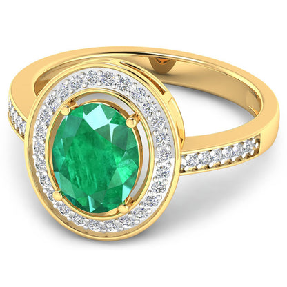 1.87 Carat Genuine Zambian Emerald and White Diamond 14K Yellow Gold Ring by Bids.com