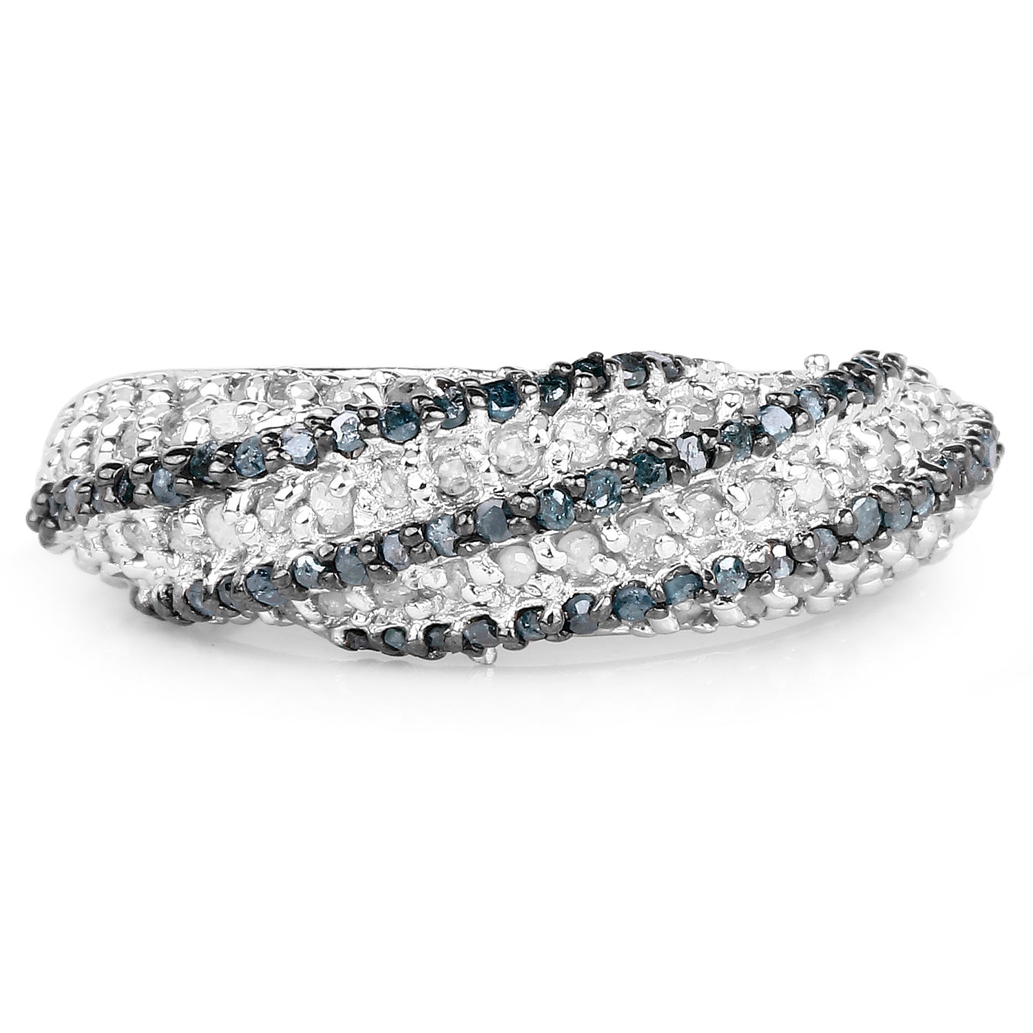 1.25 Carat Genuine Blue Diamond &amp; White Diamond .925 Sterling Silver Ring by Bids.com