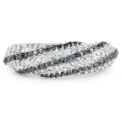 1.25 Carat Genuine Blue Diamond &amp; White Diamond .925 Sterling Silver Ring by Bids.com