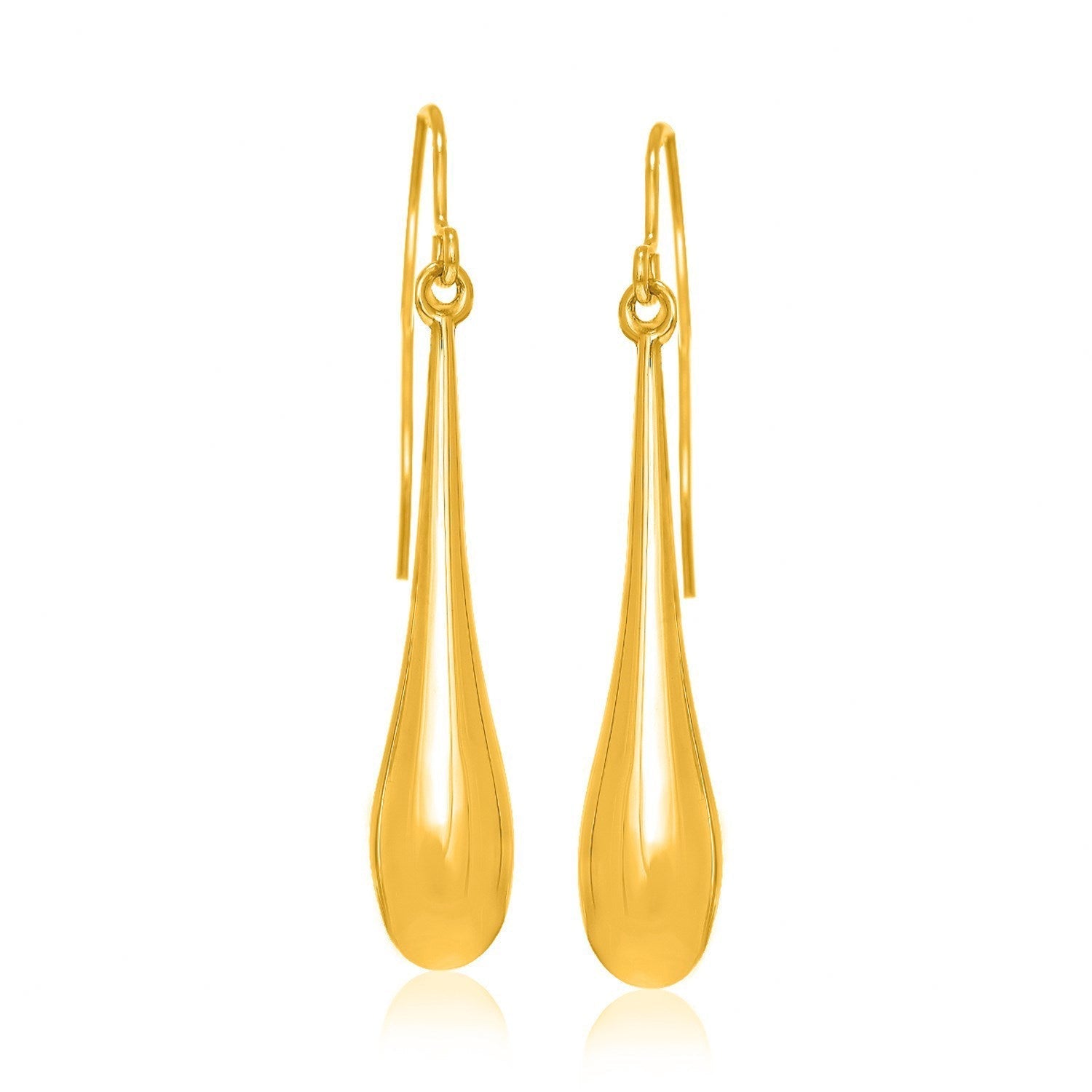 14k Yellow Gold Long Polished Teardrop Dangling Earrings  DestGlow