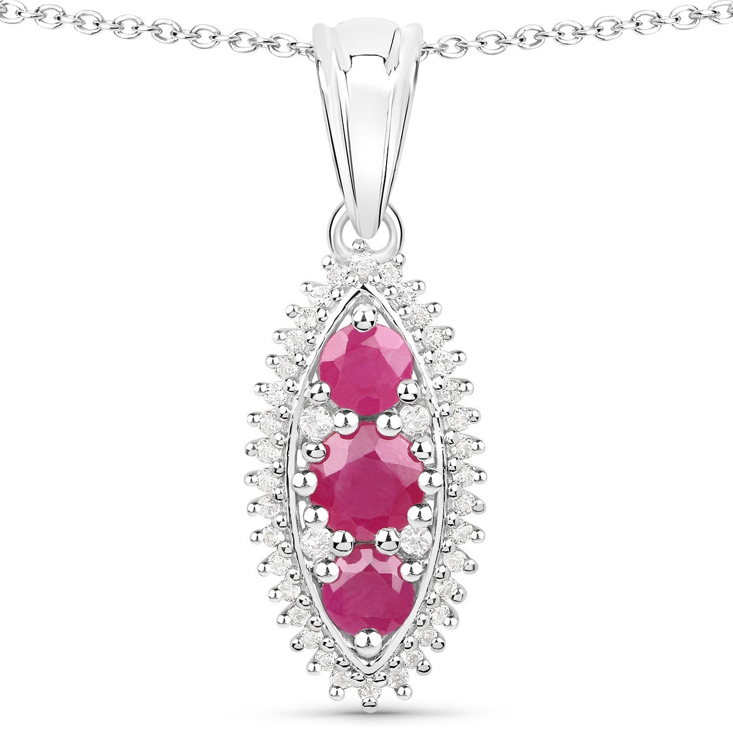 4.32 Carat Genuine Ruby and White Topaz .925 Sterling Silver 3 Piece Jewelry Set (Ring, Earrings, and Pendant w/ Chain) by Bids.com
