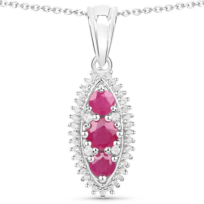 4.32 Carat Genuine Ruby and White Topaz .925 Sterling Silver 3 Piece Jewelry Set (Ring, Earrings, and Pendant w/ Chain) by Bids.com
