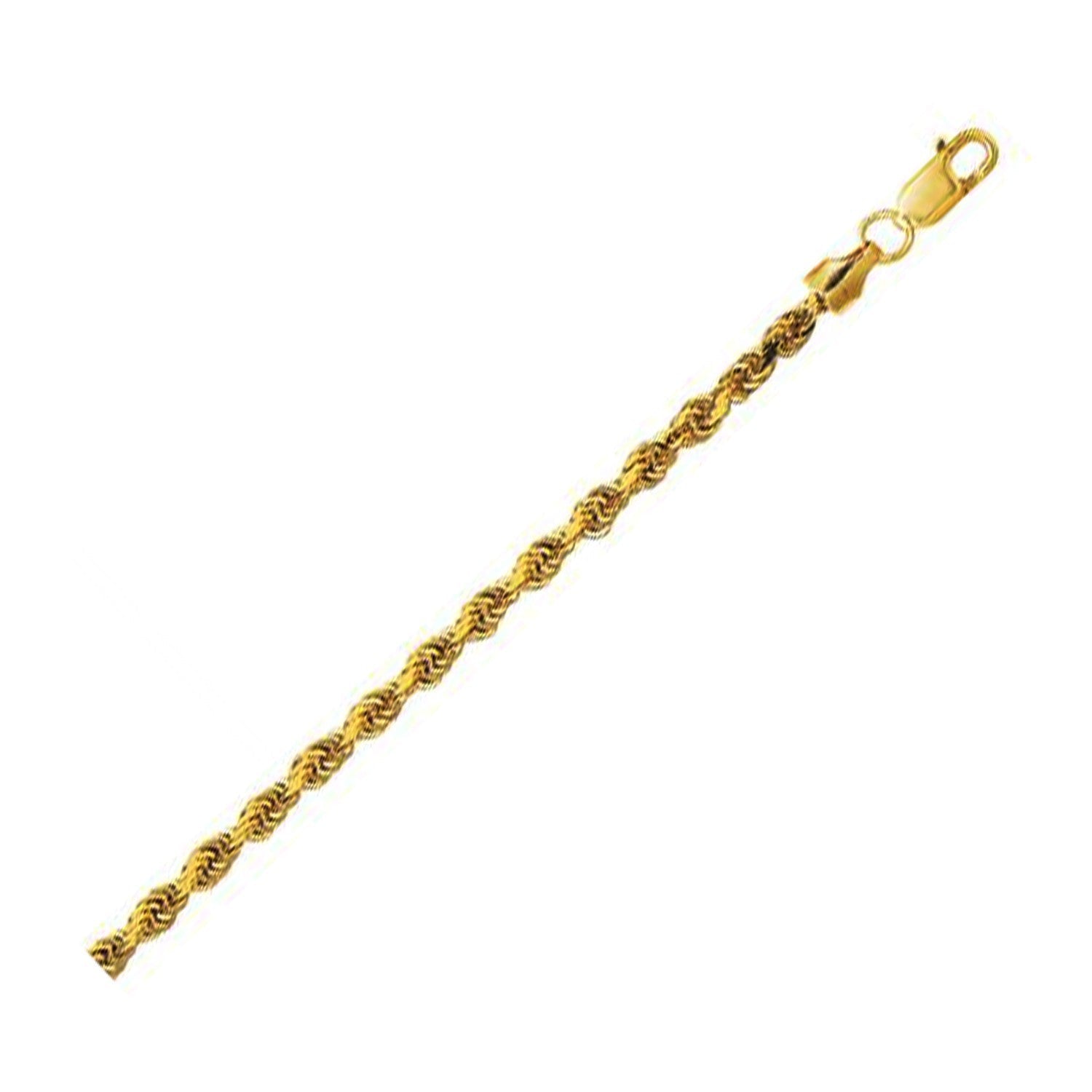 10K Yellow Gold Lite Hollow Diamond Cut Rope Chain (3.20 mm)  DestGlow