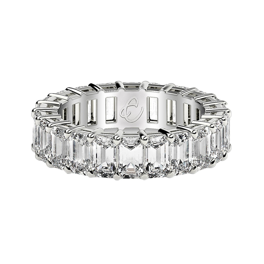 Emerald Cut Lab Grown Diamond Eternity Ring in 14k White Gold (3 cttw FG/VS2)  DestGlow