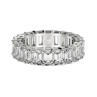 Emerald Cut Lab Grown Diamond Eternity Ring in 14k White Gold (3 cttw FG/VS2)  DestGlow