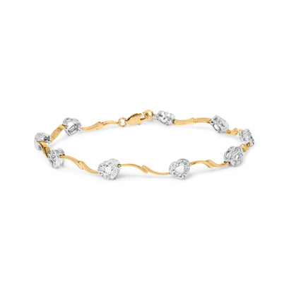 10k Two-Tone Gold 1/3 Cttw Diamond Pave Set Heart S-Link 7.25" Bracelet (I-J Color, I2-I3 Clarity) by Bids.com