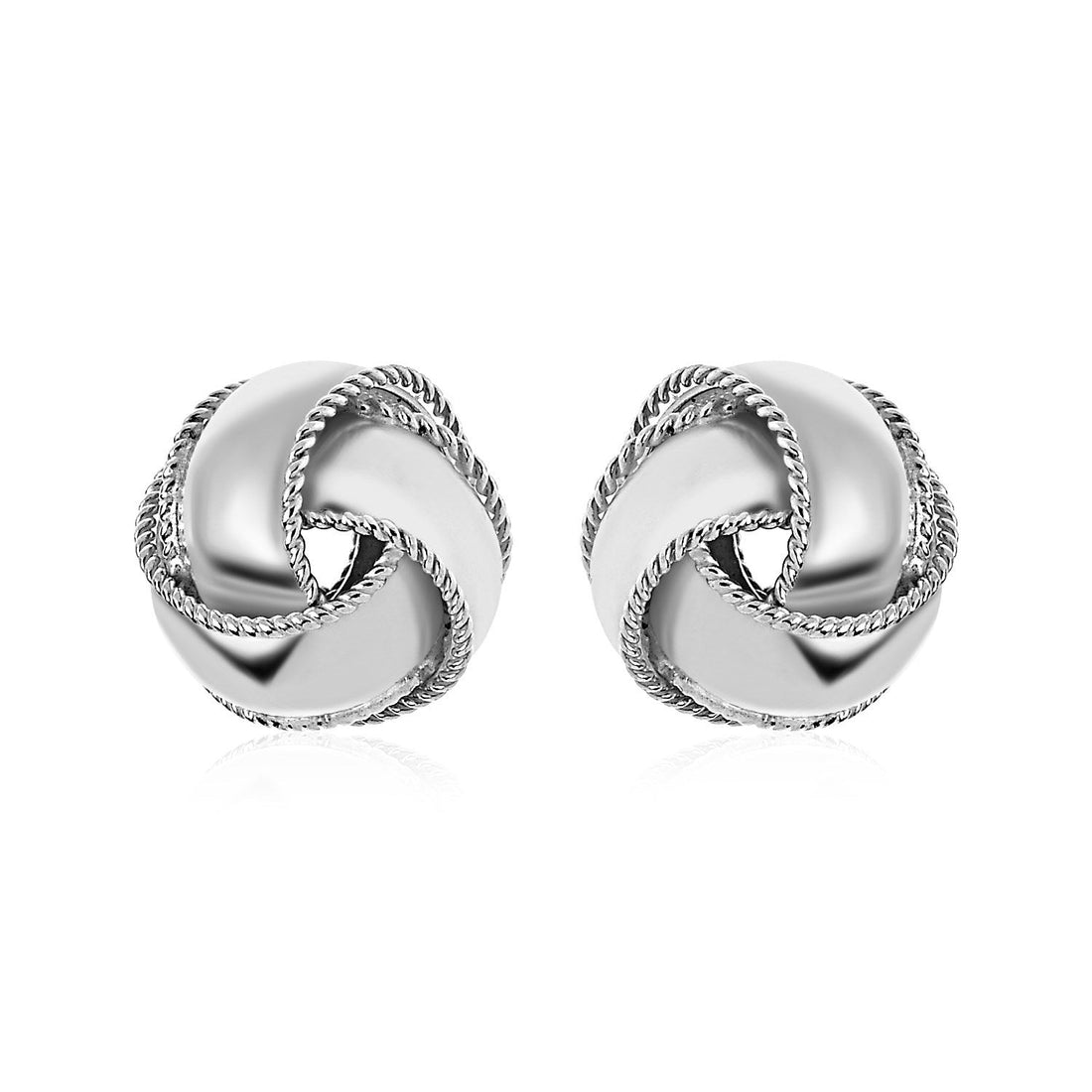 Textured and Polished Love Knot Earrings in Sterling Silver by Bids.com