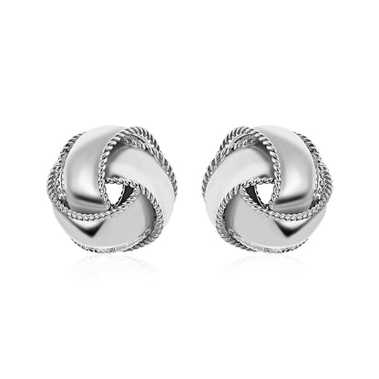 Textured and Polished Love Knot Earrings in Sterling Silver by Bids.com