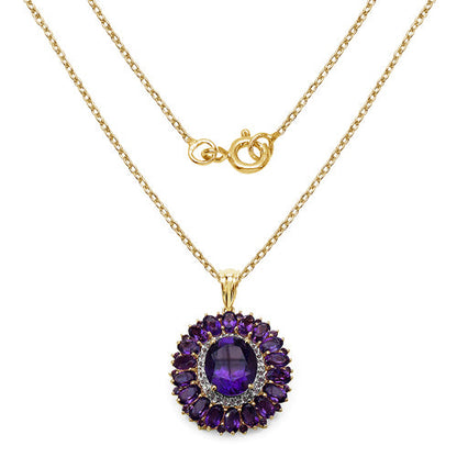 14K Yellow Gold Plated 8.55 Carat Genuine Amethyst &amp; White Topaz .925 Sterling Silver Pendant by Bids.com
